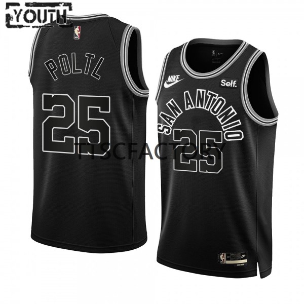 San Antonio Spurs Trikot Jakob Poeltl 25 Nike 2022-23 Classic Edition Schwarz Swingman - Kinder
